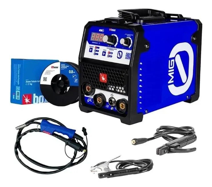 Maquina De Solda Mig Sem Gas Bivolt Mig 0 Zero Boxer Soldas Azul