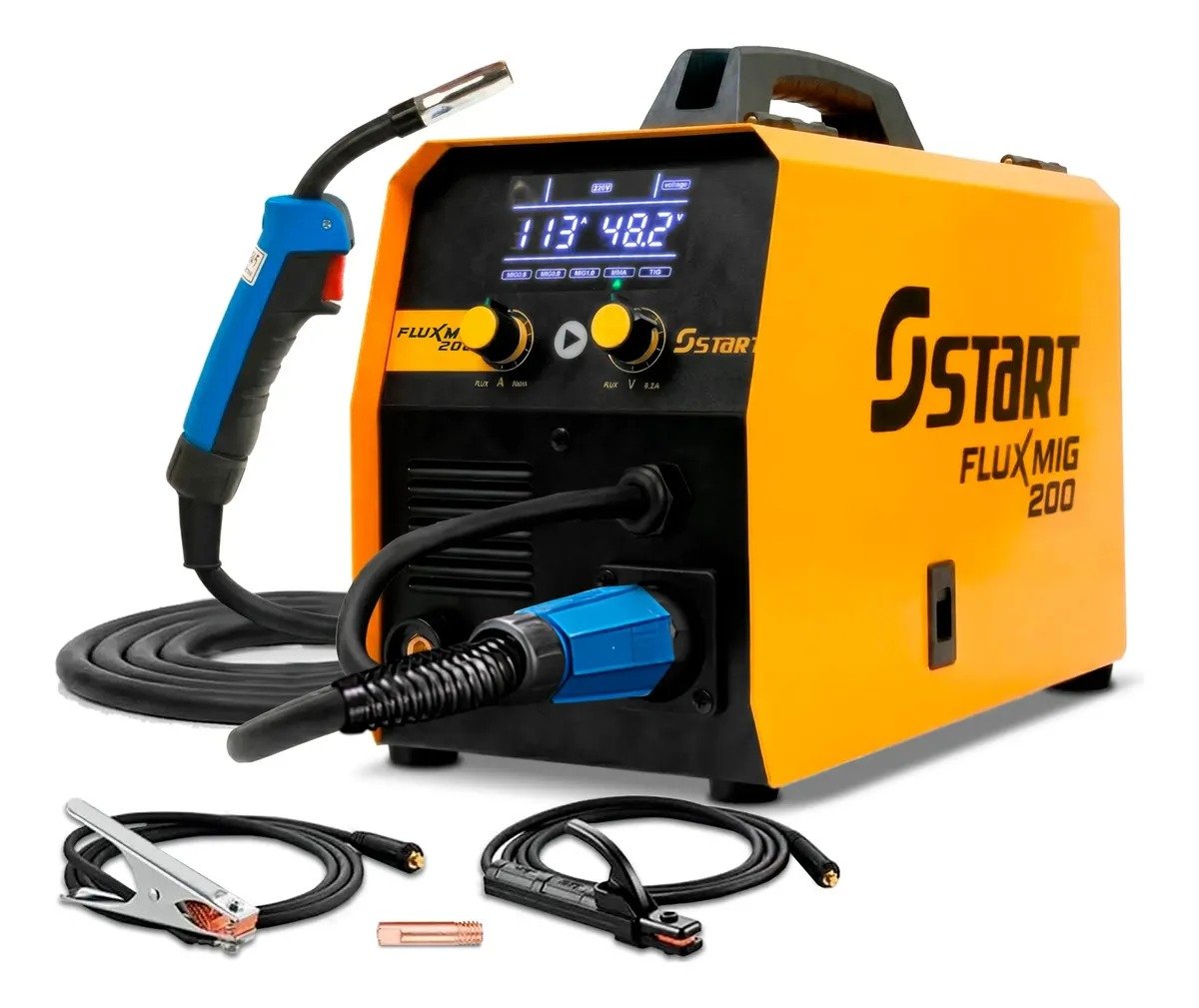 Maquina Inversora De Solda Sinergica Start FLUX MIG 200A Amarelo