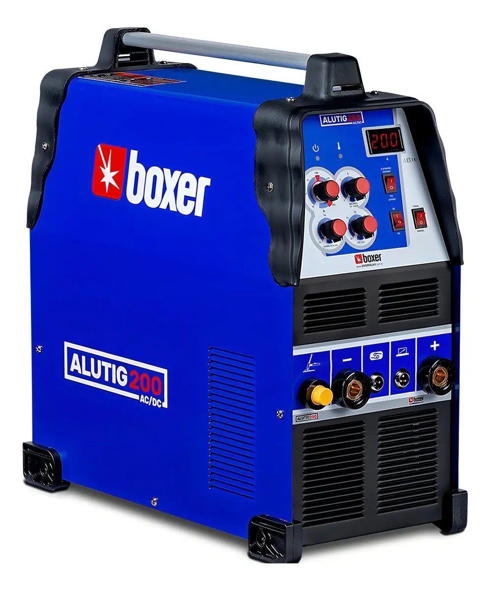 Maquina de Solda AluTIG 200 AC DC Soldadora de Aluminio Boxer Azul Preto