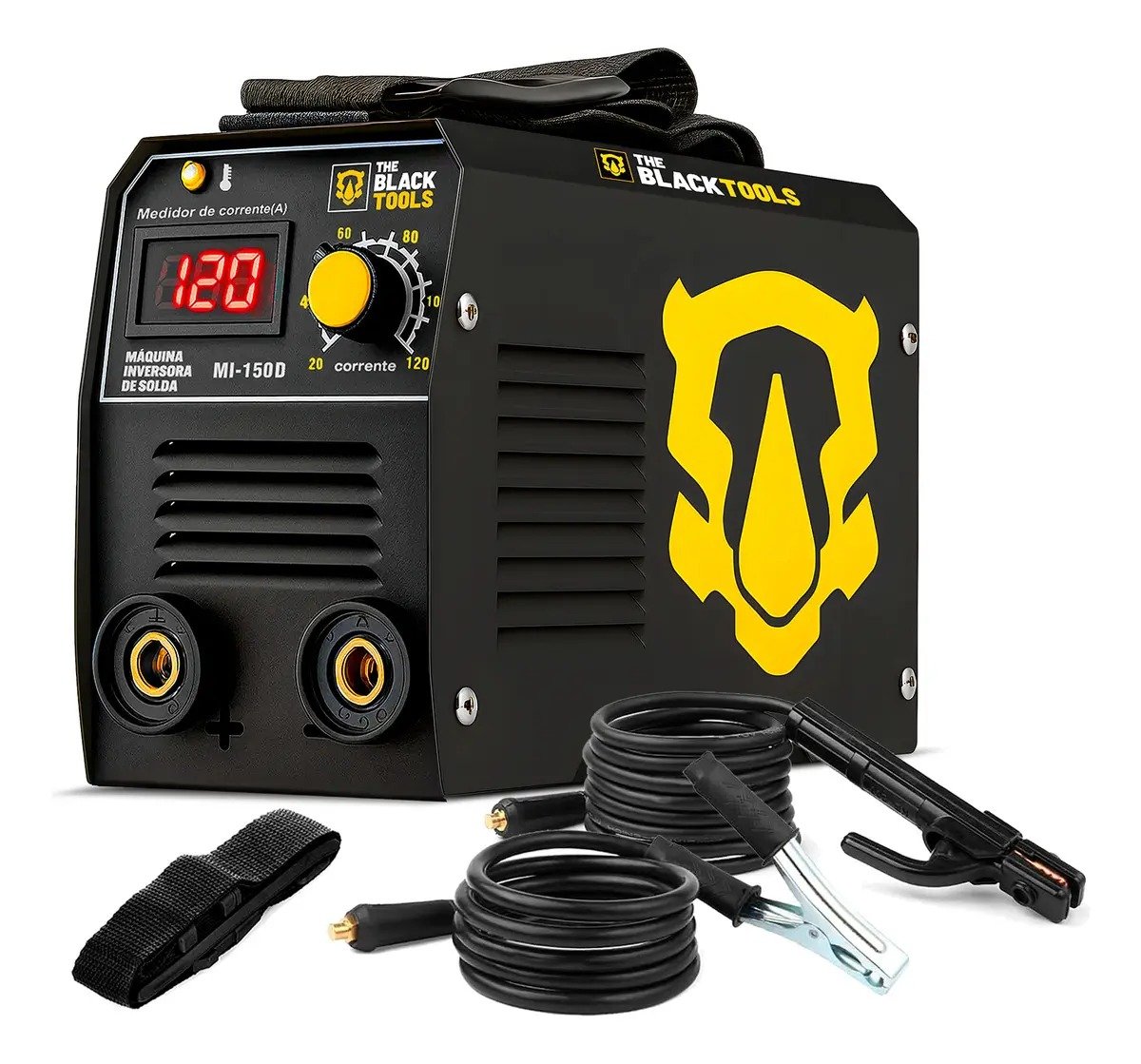 Maquina de Solda Inversora Eletrica Portatil MMA TIG Eletrodo Com Visor Digital 120A IF150D The Black Tools